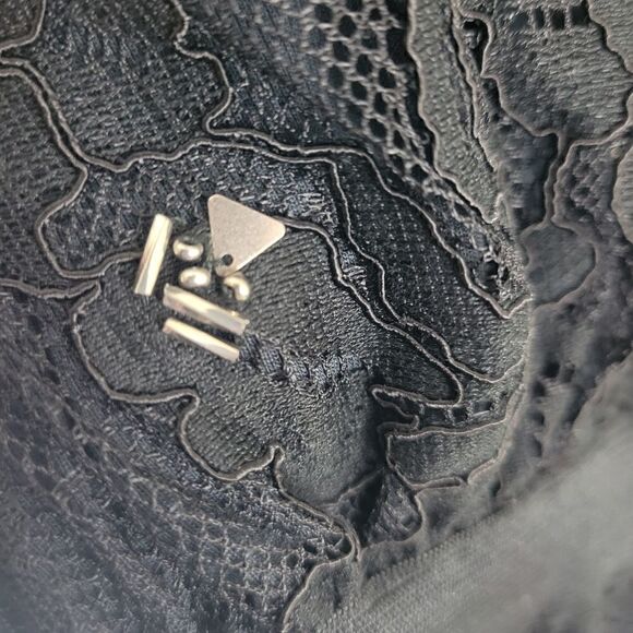 Anthropologie Meadow Rue Black Lace Sequined Sheer Collar Sleeveless Peplum Top - Picture 8 of 11